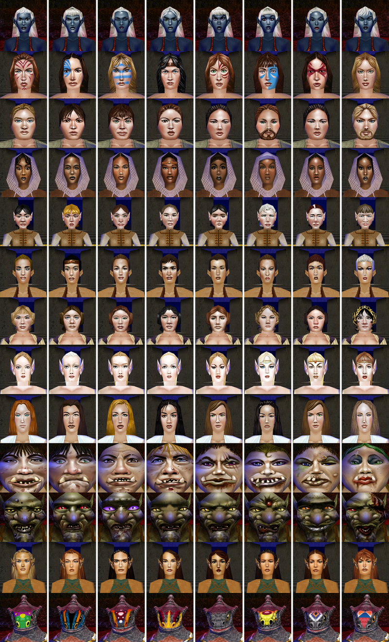 Faces for all classic female races